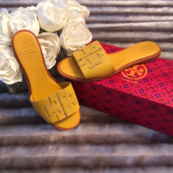 tory burch ines slide yellow